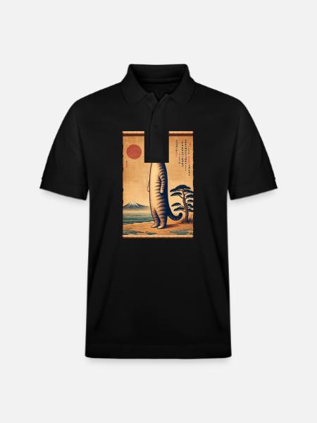 Mont Fuji coucher de soleil Papyrus défilement rétro - Polo PREPSTER bio Stanley/Stella Unisexe - noir