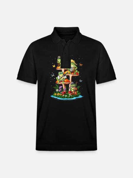 Mushroom Frogs - Stanley/Stella Unisex Organic Polo Shirt PREPSTER - black