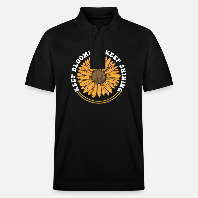 Keep Blooming Keep Shining Sonnenblume - Stanley/Stella Unisex Bio-Poloshirt PREPSTER - Schwarz