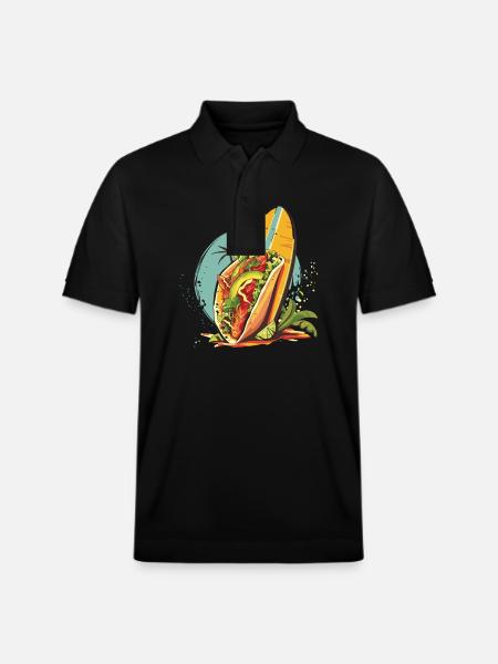 Summer Surfer Taco Sunset - Stanley/Stella Unisex Organic Polo Shirt PREPSTER - black