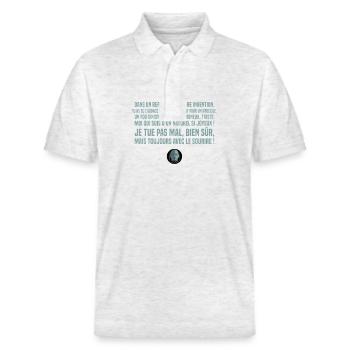 A report of pure invention... Cult replica - Stanley/Stella Unisex Organic Polo Shirt PREPSTER - heather white - Front - Roxy (174cm) & Andy (188cm)