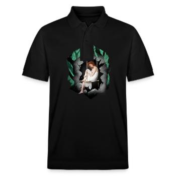 Girl, Forest, Sensual, Romantic - Stanley/Stella Unisex Organic Polo Shirt PREPSTER - black - Front - Roxy (174cm) & Andy (188cm)