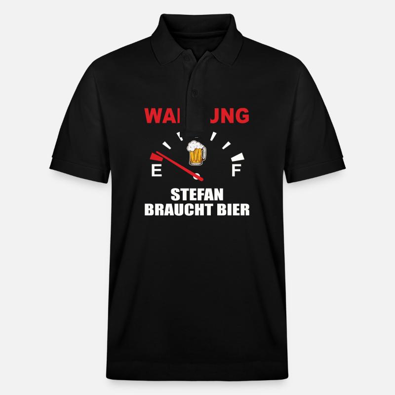 Warnung – Stefan braucht Bier! - Stanley/Stella Unisex Bio-Poloshirt PREPSTER - Schwarz