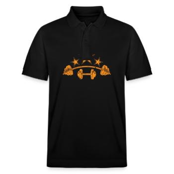 Fitness mit Hanteln - Stanley/Stella Unisex Bio-Poloshirt PREPSTER - Schwarz - Vorne - Roxy (174cm) & Andy (188cm)