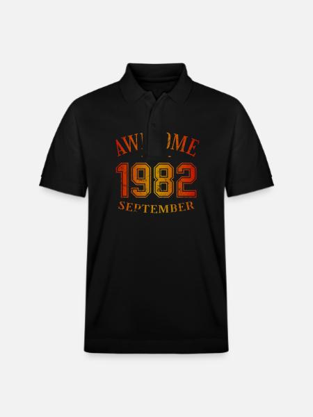 September 1982 - September Awesome Birthday - Stanley/Stella Unisex Organic Polo Shirt PREPSTER - black