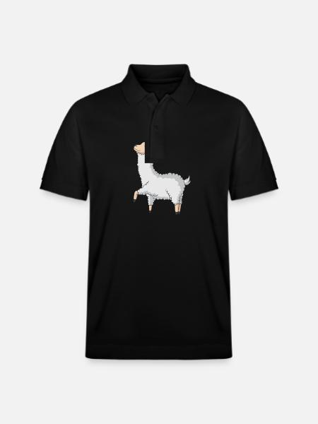 Happy, relaxed llama - Stanley/Stella Unisex Organic Polo Shirt PREPSTER - black