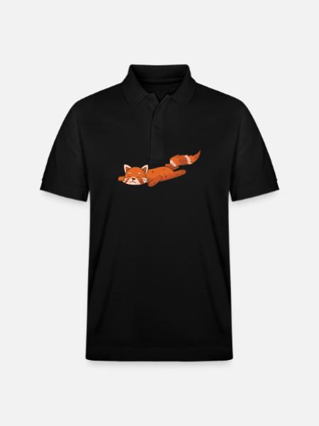 Red Panda Bear Cat Bamboo - Stanley/Stella Unisex Organic Polo Shirt PREPSTER - black