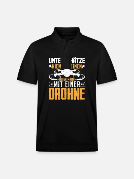 Drone Pilot Drone Quadcopter Gift - Stanley/Stella Unisex Organic Polo Shirt PREPSTER - black