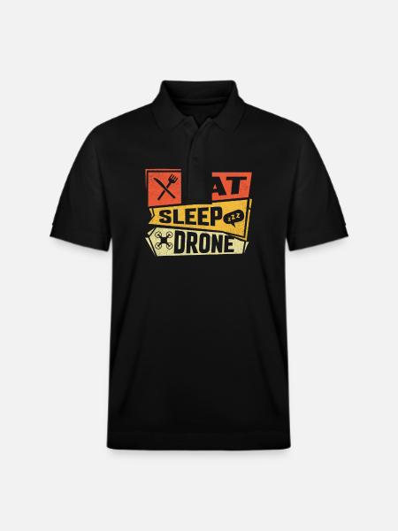 Eat Sleep Drone - Stanley/Stella Unisex Organic Polo Shirt PREPSTER - black