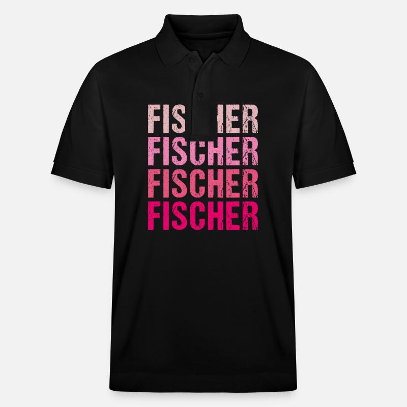 Fischer Retro Rosa Nachname Geschenkidee - Stanley/Stella Unisex Bio-Poloshirt PREPSTER - Schwarz