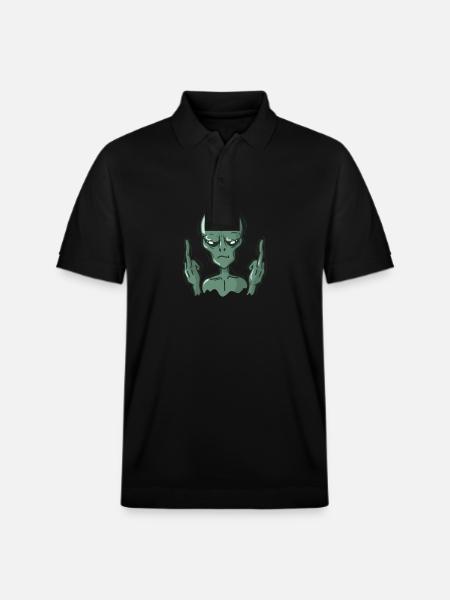 Alien shows middle finger - Stanley/Stella Unisex Organic Polo Shirt PREPSTER - black