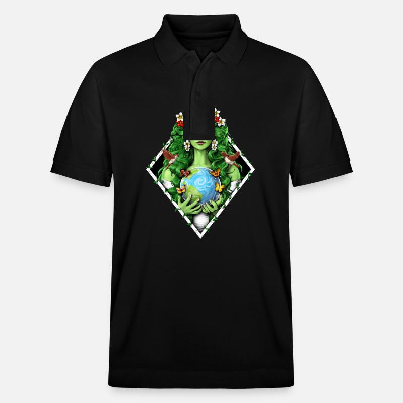 Gaia Mutter Erde Göttin - Stanley/Stella Unisex Bio-Poloshirt PREPSTER - Schwarz
