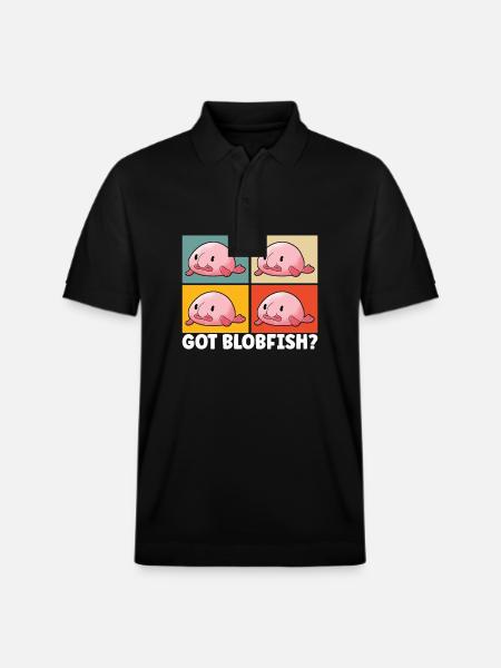 Cute Blob Fish Ugly Fish - Stanley/Stella Unisex Organic Polo Shirt PREPSTER - black