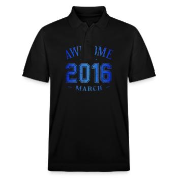 March 2016 - Geburtstag im März Awesome - Stanley/Stella Unisex Bio-Poloshirt PREPSTER - Schwarz - Vorne - Roxy (174cm) & Andy (188cm)