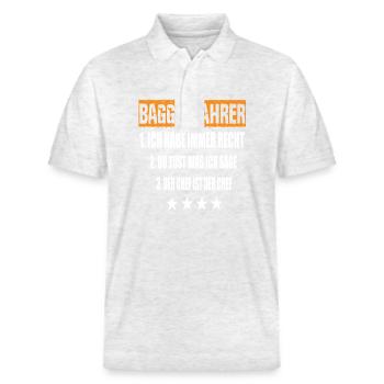 Excavator Operator - Stanley/Stella Unisex Organic Polo Shirt PREPSTER - heather white - Front - Roxy (174cm) & Andy (188cm)