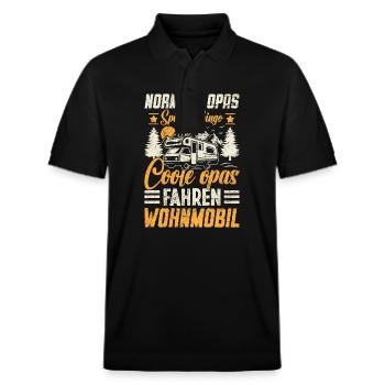 Normale Opas fahren Fahrrad coole Opas Wohnmobil - Stanley/Stella Unisex Bio-Poloshirt PREPSTER - Schwarz - Vorne - Roxy (174cm) & Andy (188cm)