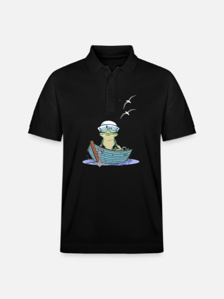 Frøsejler sejler båd Tudse frøer - Stanley/Stella PREPSTER økologisk unisex poloshirt - sort