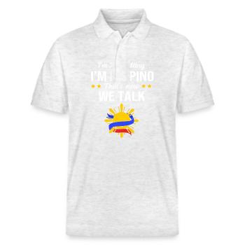 Filipino Philippines - Stanley/Stella Unisex Organic Polo Shirt PREPSTER - heather white - Front - Roxy (174cm) & Andy (188cm)