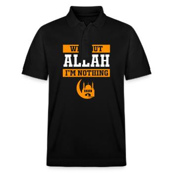 Muslim Islam Moslem Muslima Eid Mubarak Allah - Stanley/Stella Unisex Bio-Poloshirt PREPSTER - Schwarz - Vorne - Roxy (174cm) & Andy (188cm)
