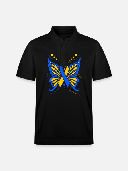 Down Syndrome Butterfly - Stanley/Stella Unisex Organic Polo Shirt PREPSTER - black
