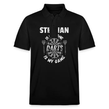 T-shirt de fléchettes personnalisé pour Stephan - Polo PREPSTER bio Stanley/Stella Unisexe - noir - Devant - Roxy (174cm) & Andy (188cm)