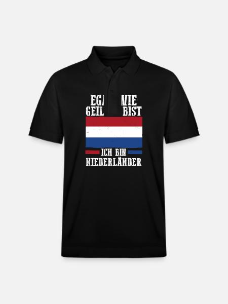 Netherlands Netherlands Holland - Stanley/Stella Unisex Organic Polo Shirt PREPSTER - black
