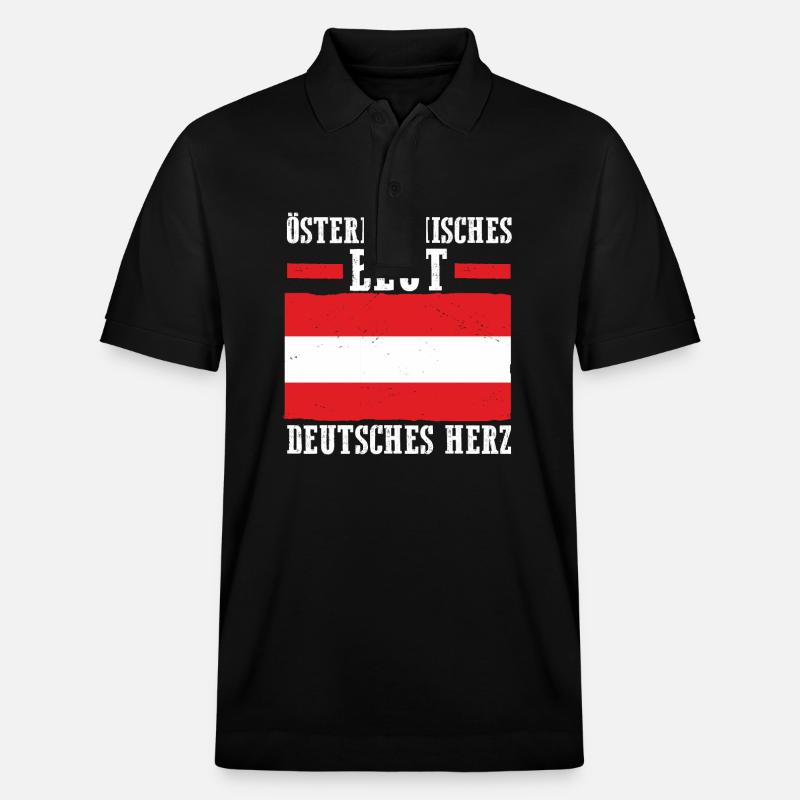 Austrian German Austria - Stanley/Stella Unisex Organic Polo Shirt PREPSTER - black