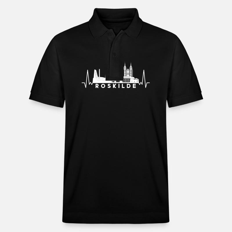 Herzschlag Skyline Dänemark-Roskilde - Stanley/Stella Unisex Bio-Poloshirt PREPSTER - Schwarz