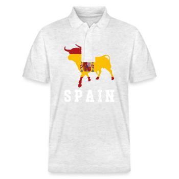 Spanisch Flagge Spanien Europa Reisen Madrid - Stanley/Stella Unisex Bio-Poloshirt PREPSTER - Weiß meliert - Vorne - Roxy (174cm) & Andy (188cm)