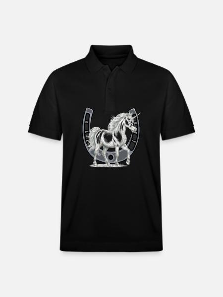 Hoefijzer Eenhoorn Eenhoorns Paard Paarden - Stanley/Stella uniseks bio poloshirt PREPSTER - zwart