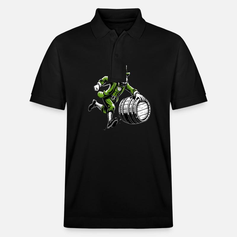 Fassschiebender Leprechaun (Irischer Kobold) - Stanley/Stella Unisex Bio-Poloshirt PREPSTER - Schwarz