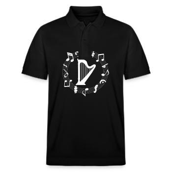 Harfe Design Für Harfenspieler - Stanley/Stella Unisex Bio-Poloshirt PREPSTER - Schwarz - Vorne - Roxy (174cm) & Andy (188cm)