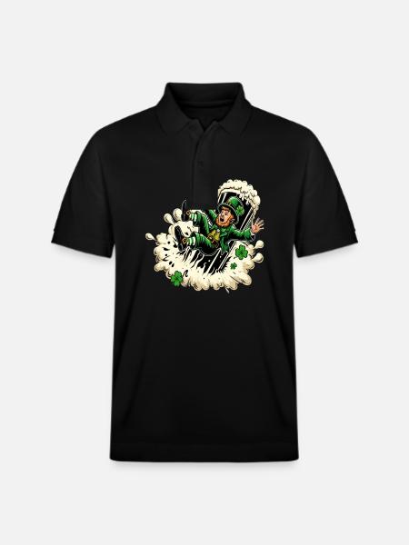 Fallender Leprechaun (Irischer Kobold) - Stanley/Stella Unisex Bio-Poloshirt PREPSTER - Schwarz