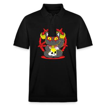 Maneki Neko Japan Glücksbringer - Stanley/Stella Unisex Bio-Poloshirt PREPSTER - Schwarz - Vorne - Roxy (174cm) & Andy (188cm)