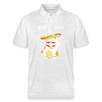 Maneki Neko Japan Glücksbringer - Stanley/Stella Unisex Bio-Poloshirt PREPSTER - Weiß meliert - Vorne - Roxy (174cm) & Andy (188cm)