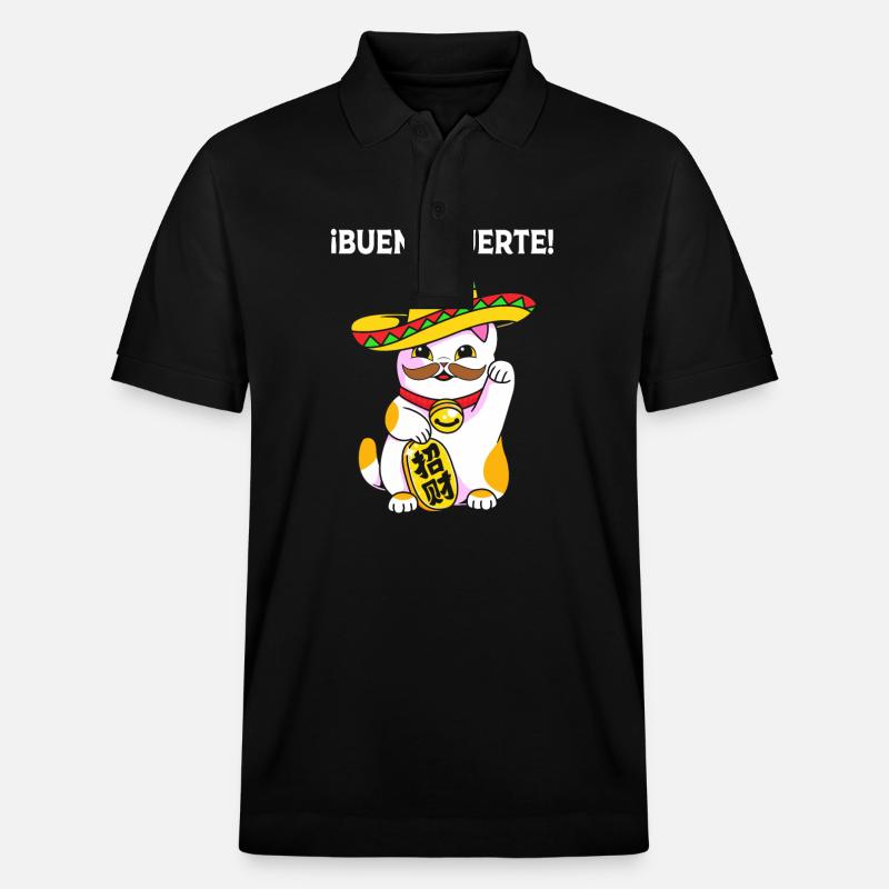 Maneki Neko Japan Glücksbringer - Stanley/Stella Unisex Bio-Poloshirt PREPSTER - Schwarz