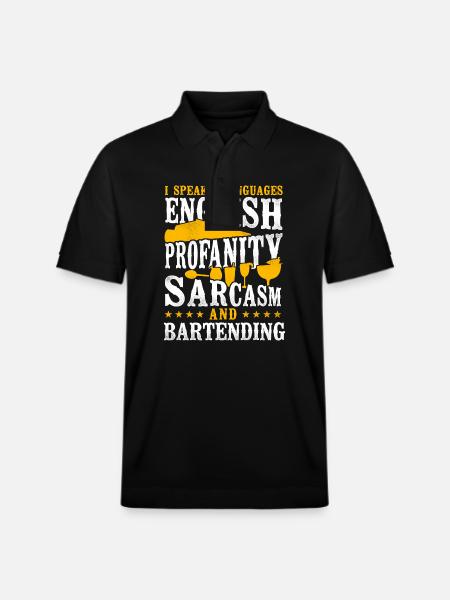 Bartender Mixologist I Speak 4 - Stanley/Stella Unisex Organic Polo Shirt PREPSTER - black
