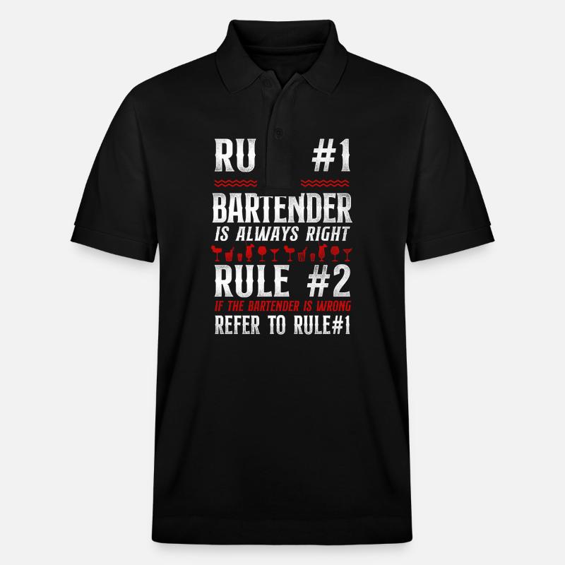Bartender Mixologist Bar Rules - Stanley/Stella Unisex Organic Polo Shirt PREPSTER - black