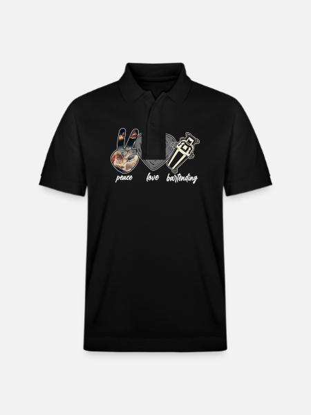 Bartender Mixologist Peace Love - Stanley/Stella Unisex Bio-Poloshirt PREPSTER - Schwarz