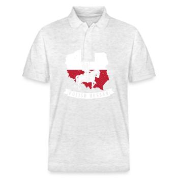 Schwere Kavallerie Militär Polen Husaria Polska Fl - Stanley/Stella Unisex Bio-Poloshirt PREPSTER - Weiß meliert - Vorne - Roxy (174cm) & Andy (188cm)