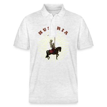 Schwere Kavallerie Polen Husaria Husaren Militär - Stanley/Stella Unisex Bio-Poloshirt PREPSTER - Weiß meliert - Vorne - Roxy (174cm) & Andy (188cm)