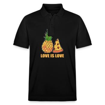 Ananas - Stanley/Stella Unisex Bio-Poloshirt PREPSTER - Schwarz - Vorne - Roxy (174cm) & Andy (188cm)