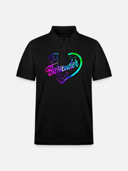 Bartender Mixologist Heart - Stanley/Stella Unisex Bio-Poloshirt PREPSTER - Schwarz