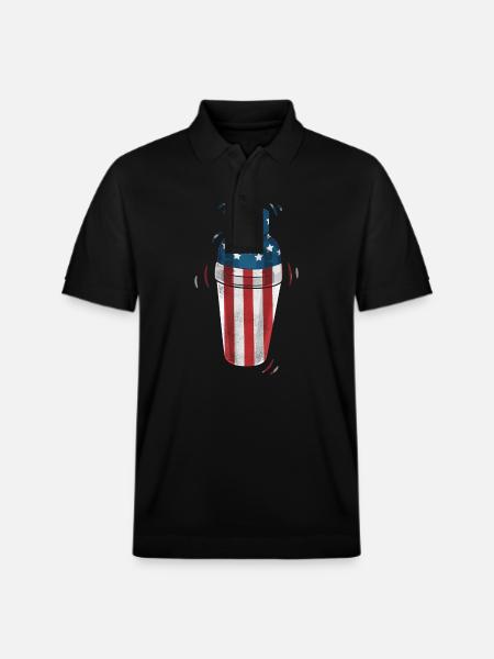 Bartender Mixologist American Flag - Stanley/Stella Unisex Organic Polo Shirt PREPSTER - black