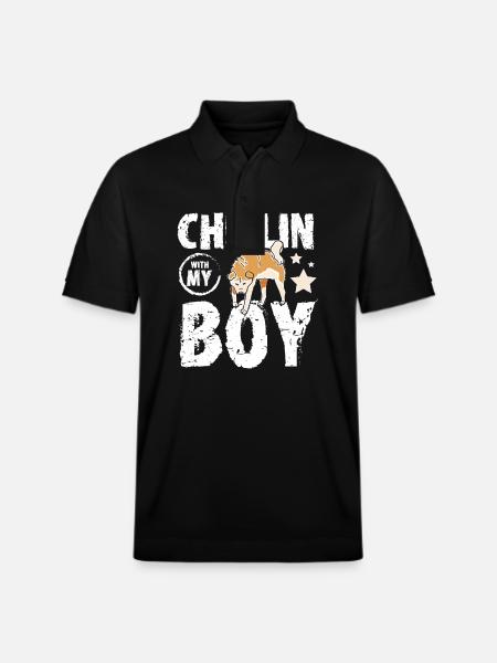 Chillin with my Akita boy - Stanley/Stella Unisex Organic Polo Shirt PREPSTER - black