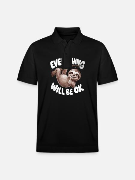 Motivierendes Faultier Alles wird gut - Stanley/Stella Unisex Bio-Poloshirt PREPSTER - Schwarz