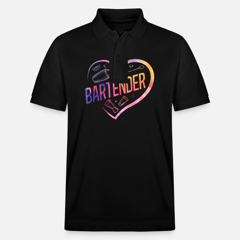 Bartender Mixologist Heart - Stanley/Stella Unisex Bio-Poloshirt PREPSTER - Schwarz