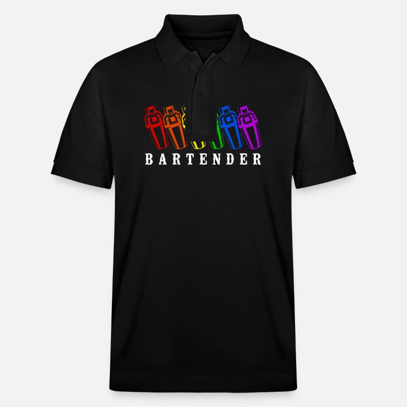 Bartender Mixologist Rainbow - Stanley/Stella Unisex Bio-Poloshirt PREPSTER - Schwarz
