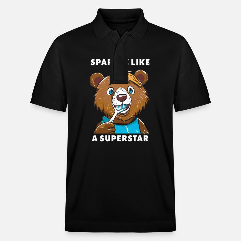 L’OURS BRILLE COMME UNE SUPERSTAR - Polo PREPSTER bio Stanley/Stella Unisexe - noir
