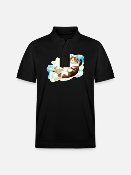 CAT FAT LYING CLOUD - Stanley/Stella Unisex Organic Polo Shirt PREPSTER - black